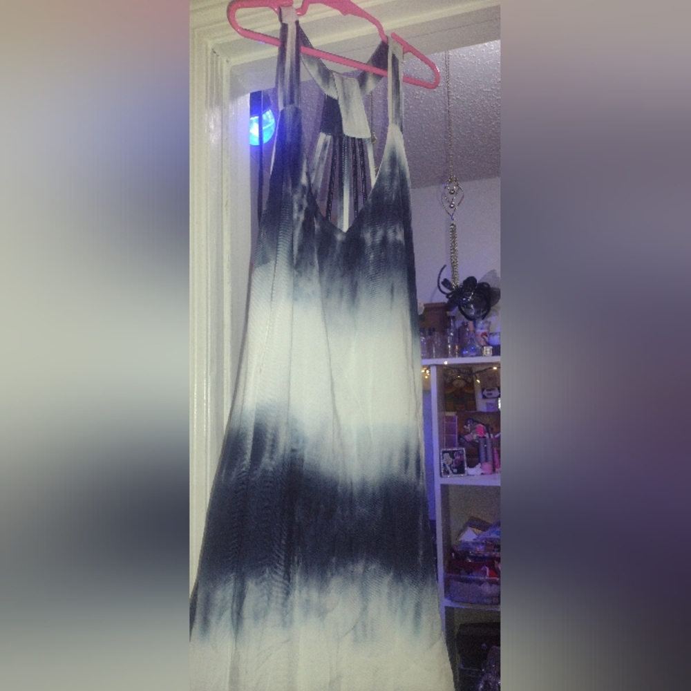 Entro Black and White Ombre Watercolor Sundress sz Sm